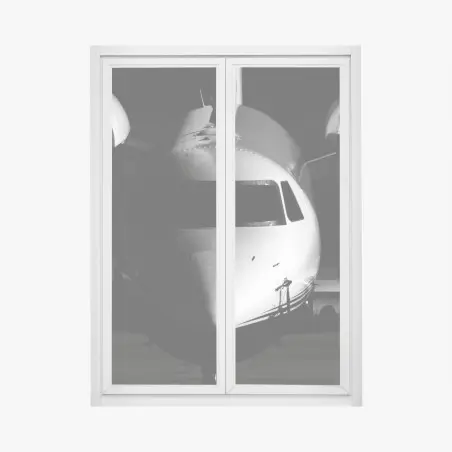 Fensteraufkleber monochrome frontalansicht eines privatjets – Wallnifity®