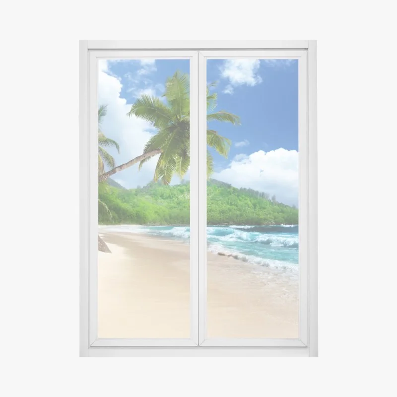 Fensteraufkleber ruhiger tropischer strand auf Mahe, Seychellen