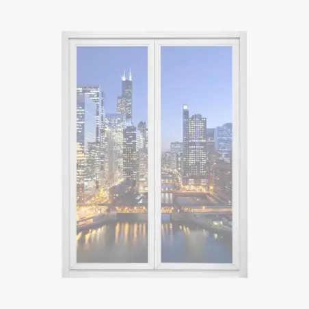 Fensteraufkleber Chicago skyline bei dämmerung – Wallnifity®
