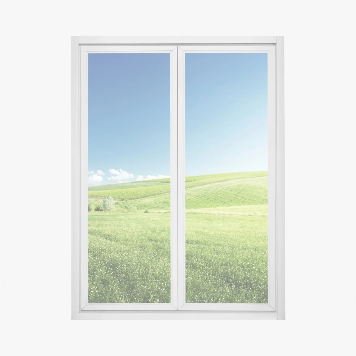Fensteraufkleber ruhige grüne wiesenlandschaft – Wallnifity® Fensteraufkleber ruhige grüne wiesenlandschaft – Wallnifity®