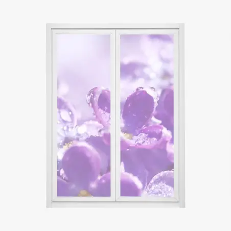 Fensteraufkleber lila fliederblüte mit tau – Wallnifity®