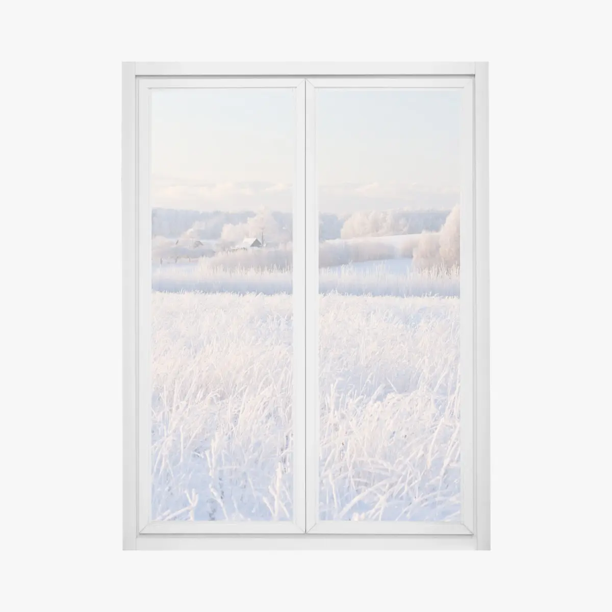 Fensteraufkleber wiese mit reif im morgenlicht – Wallnifity®