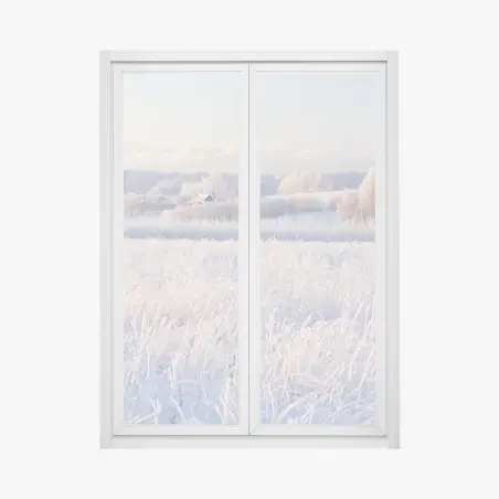 Fensteraufkleber wiese mit reif im morgenlicht – Wallnifity®