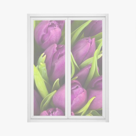 Fensteraufkleber lila tulpen im bukett – Wallnifity®