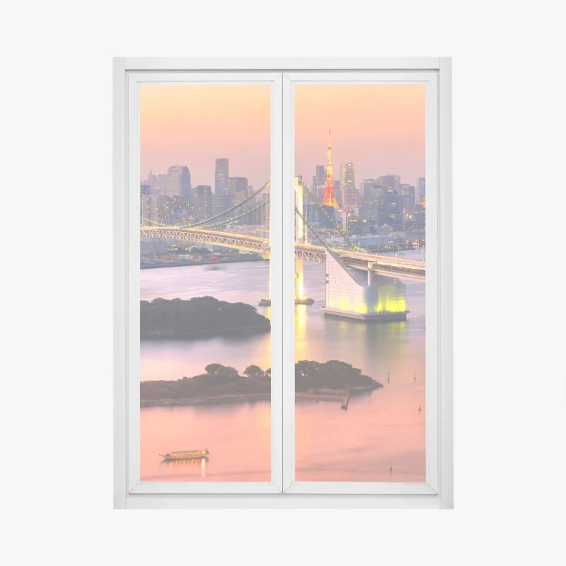 Fensteraufkleber Tokio skyline bei sonnenuntergang