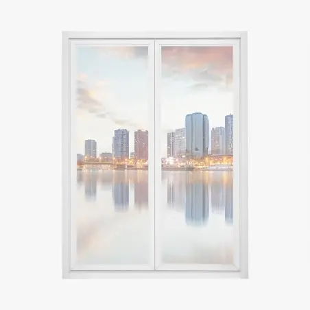 Fensteraufkleber Paris skyline bei sonnenuntergang mit Eiffelturm – Wallnifity®