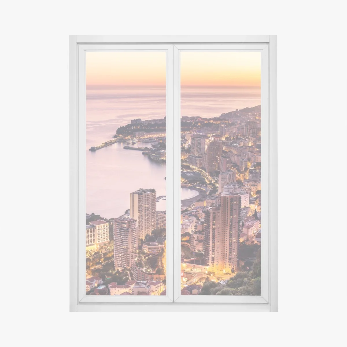 Fensteraufkleber sonnenuntergang über der städtischen küstenlinie – Wallnifity® Fensteraufkleber sonnenuntergang über der städtischen küstenlinie – Wallnifity®