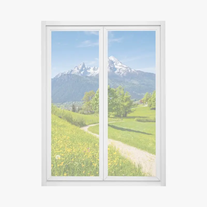 Fensteraufkleber alpine frühlingswiese mit schneebedeckten gipfeln