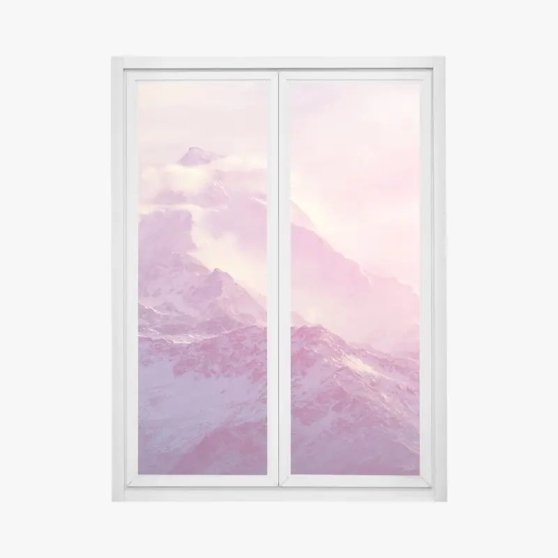 Fensteraufkleber pastellfarbener sonnenaufgang über den bergen