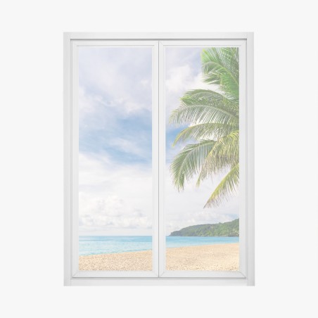 Fensteraufkleber tropischer strand in Phuket mit palme – Wallnifity®