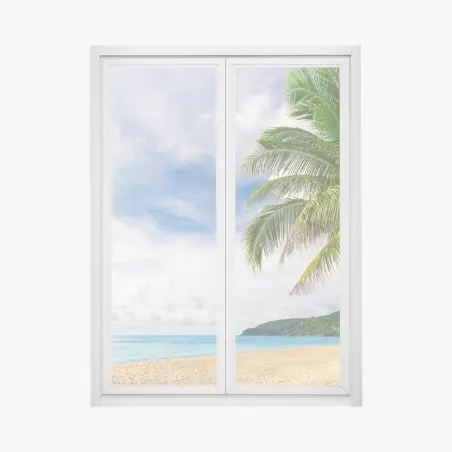 Fensteraufkleber tropischer strand in Phuket mit palme – Wallnifity®