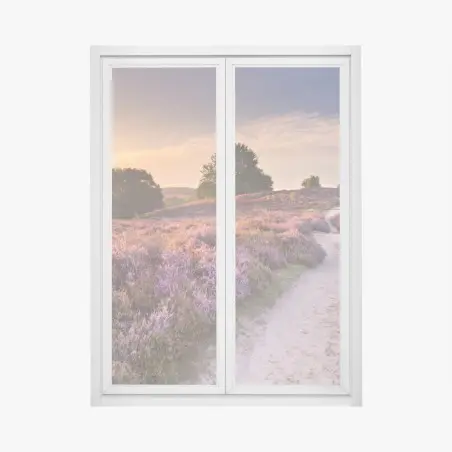 Fensteraufkleber Posbank bei sonnenaufgang über blühender heide – Wallnifity®