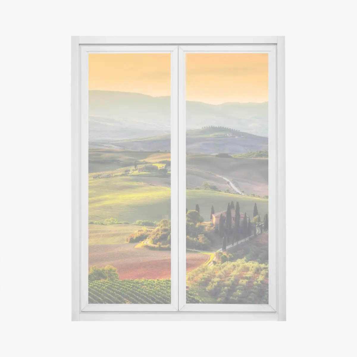 Fensteraufkleber Toskana friedliche hügel im abendlicht – Wallnifity®