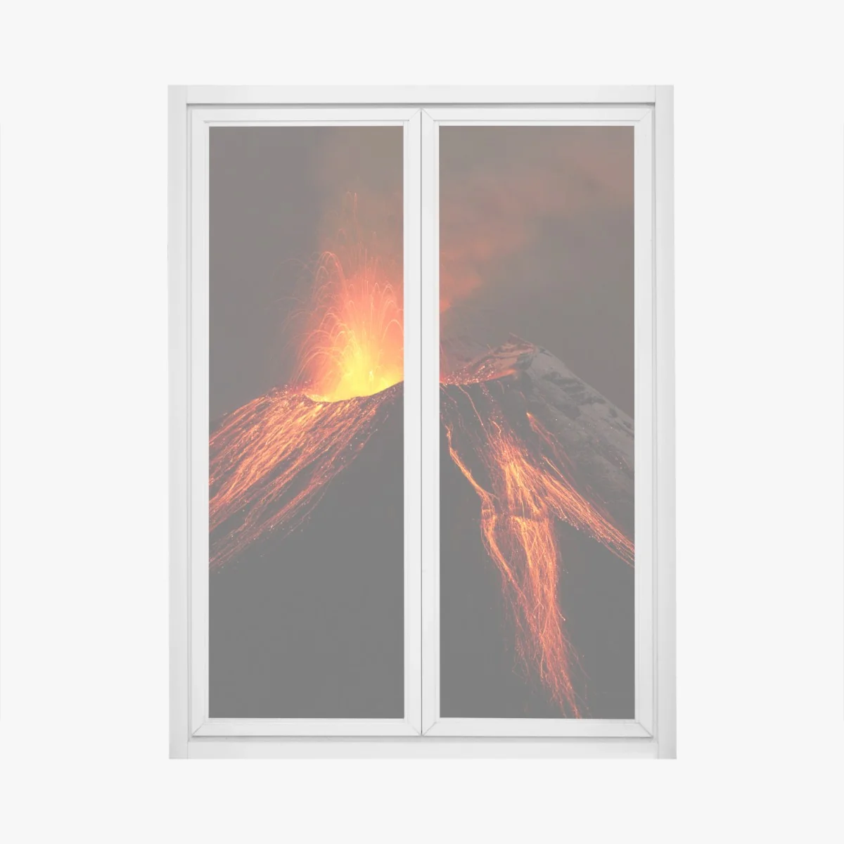Fensteraufkleber glühender vulkanausbruch bei nacht – Wallnifity® Fensteraufkleber glühender vulkanausbruch bei nacht – Wallnifity®