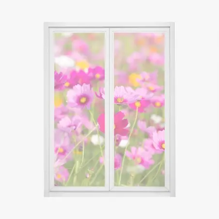 Fensteraufkleber rosa kosmeenwiese in blüte – Wallnifity®