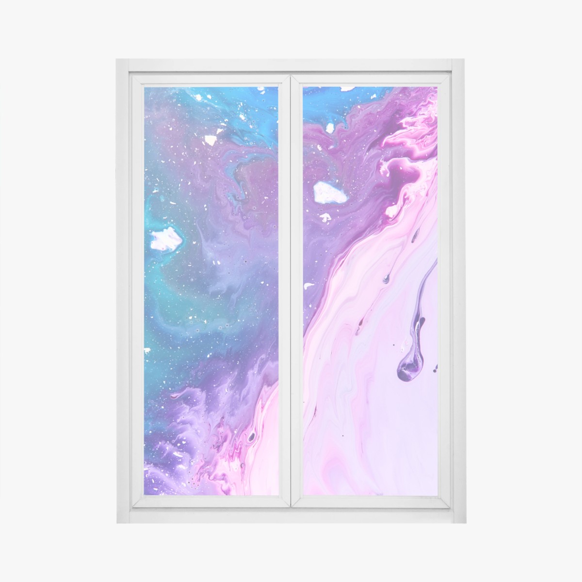 Fensteraufkleber lebendige blau-violette abstrakte acrylmalerei – Wallnifity®