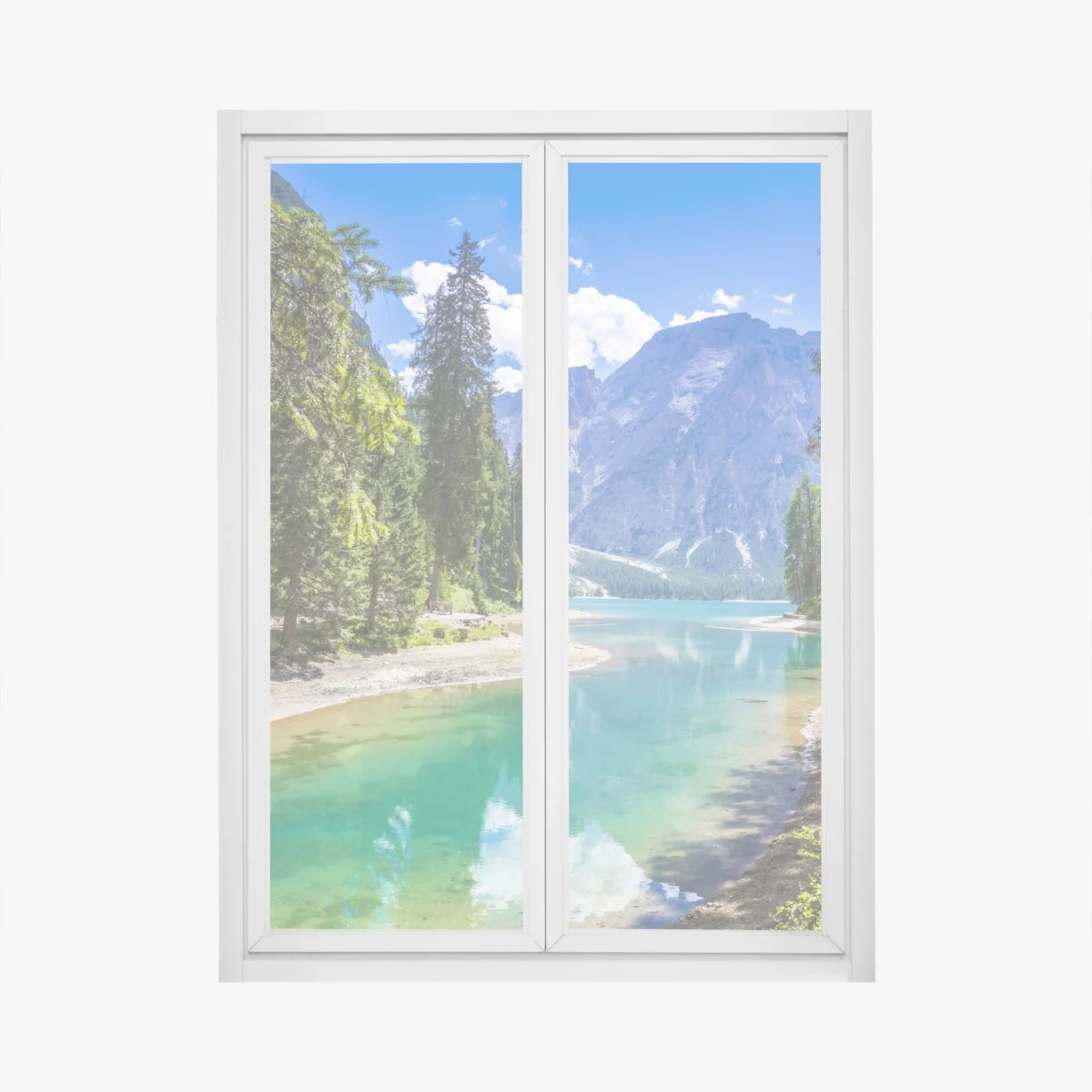 Fensteraufkleber Pragser Wildsee türkisblauer bergsee – Wallnifity® Fensteraufkleber Pragser Wildsee türkisblauer bergsee – Wallnifity®