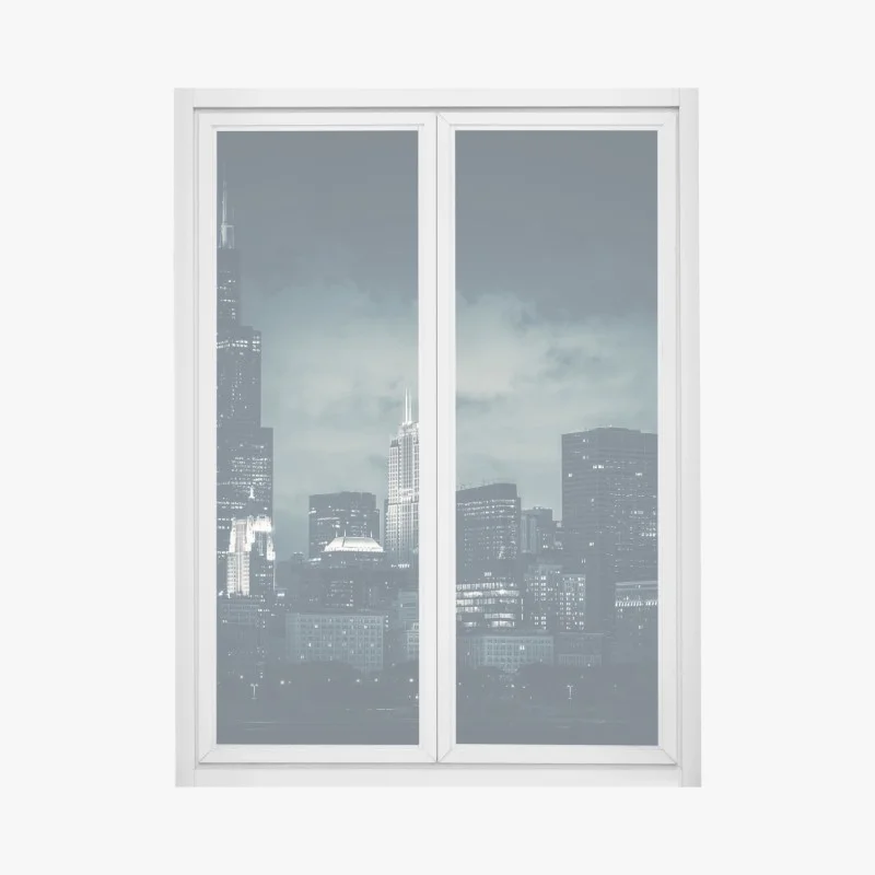 Fensteraufkleber Chicago skyline in tiefblauen tönen