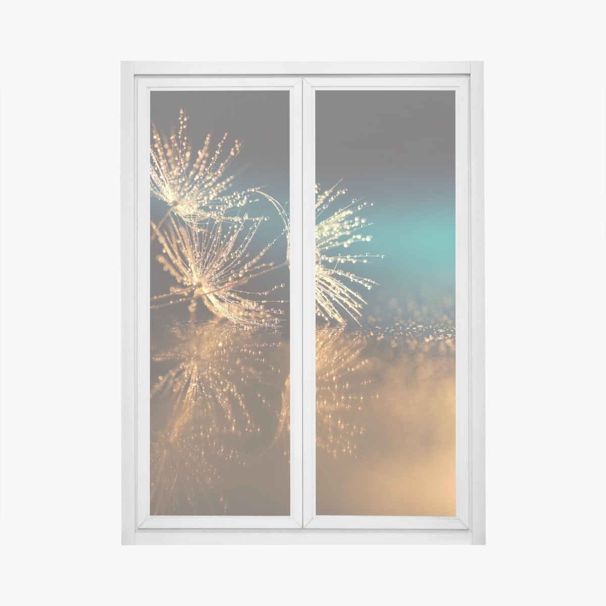 Fensteraufkleber goldene reflexion von löwenzahnsamen – Wallnifity®