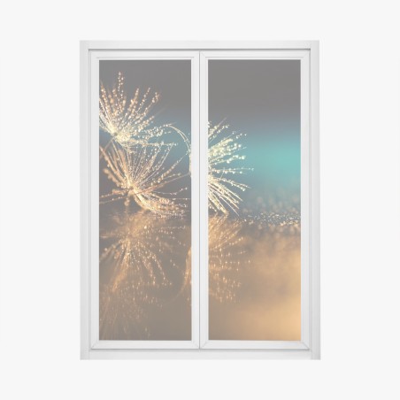 Fensteraufkleber goldene reflexion von löwenzahnsamen – Wallnifity®