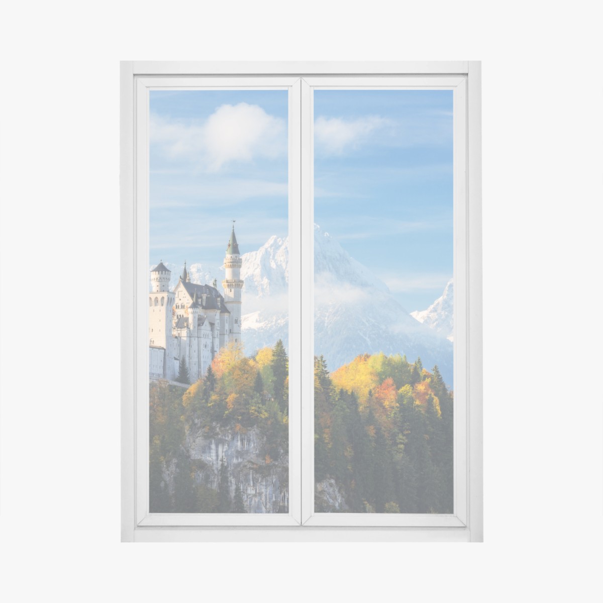 Fensteraufkleber märchenschloss in den Alpen – Wallnifity®