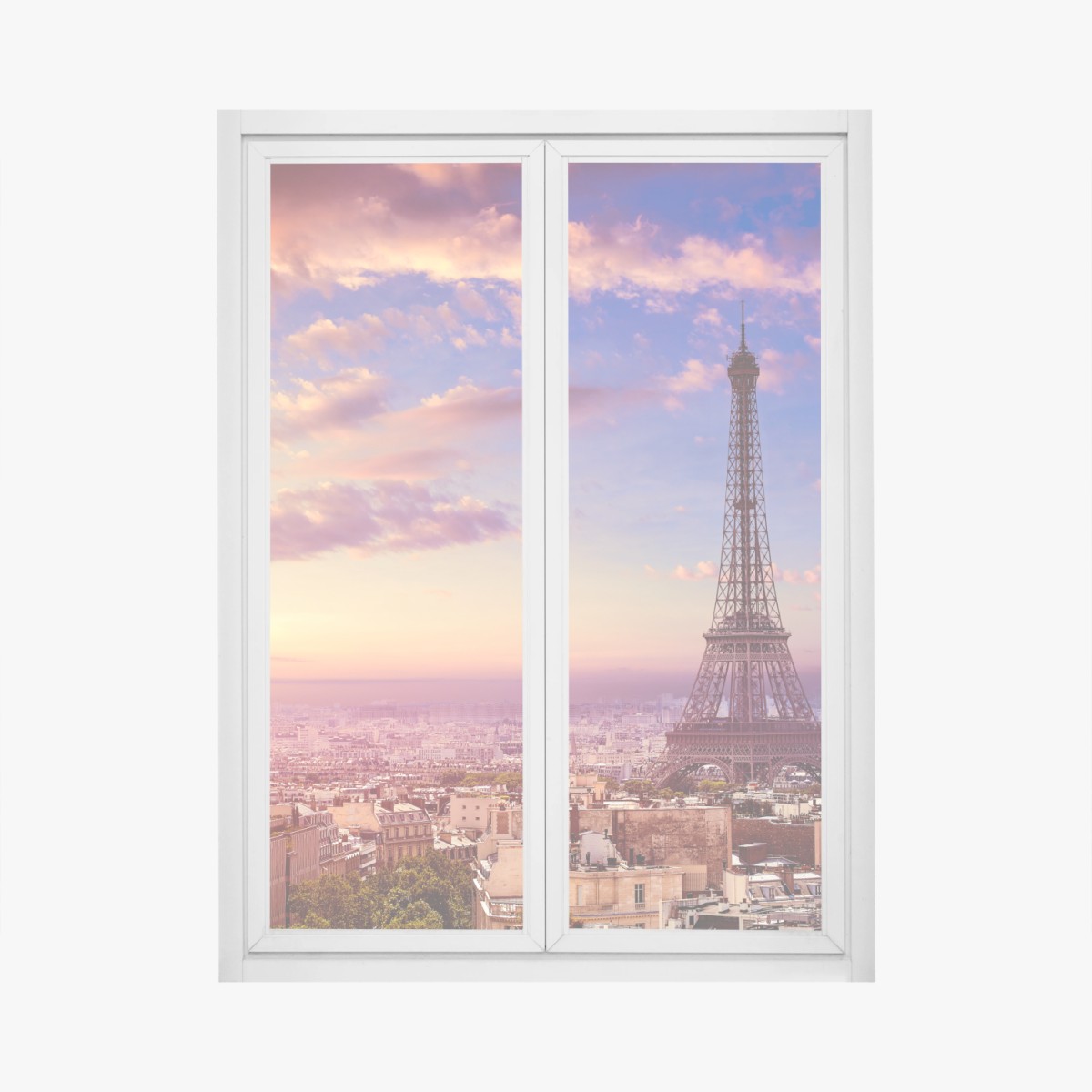 Fensteraufkleber sonnenuntergang über dem Eiffelturm – Wallnifity®