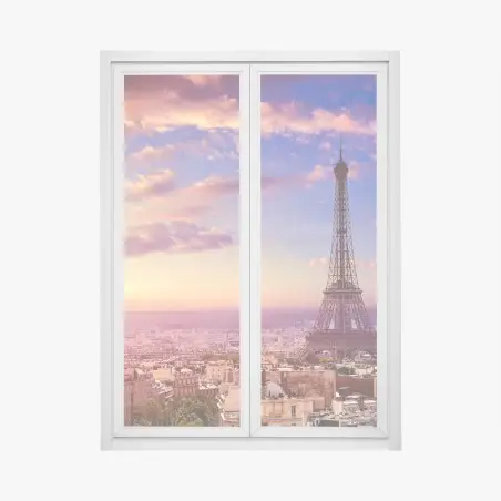 Fensteraufkleber sonnenuntergang über dem Eiffelturm – Wallnifity®