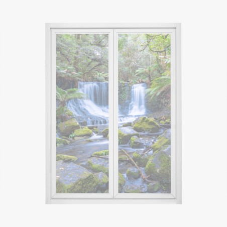 Fensteraufkleber friedlicher waldwasserfall – Wallnifity®