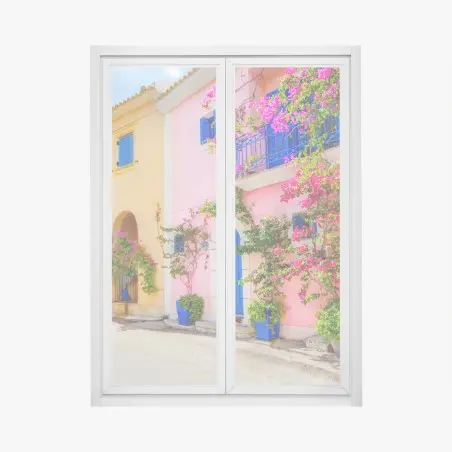 Fensteraufkleber bunte straße auf Kefalonia – Wallnifity®