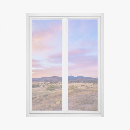 Fensteraufkleber pastellsonnenuntergang über wüstenbergen – Wallnifity®