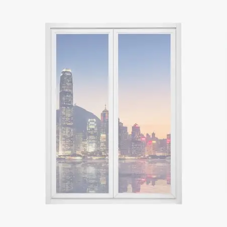 Fensteraufkleber Hongkong panorama bei dämmerung – Wallnifity®
