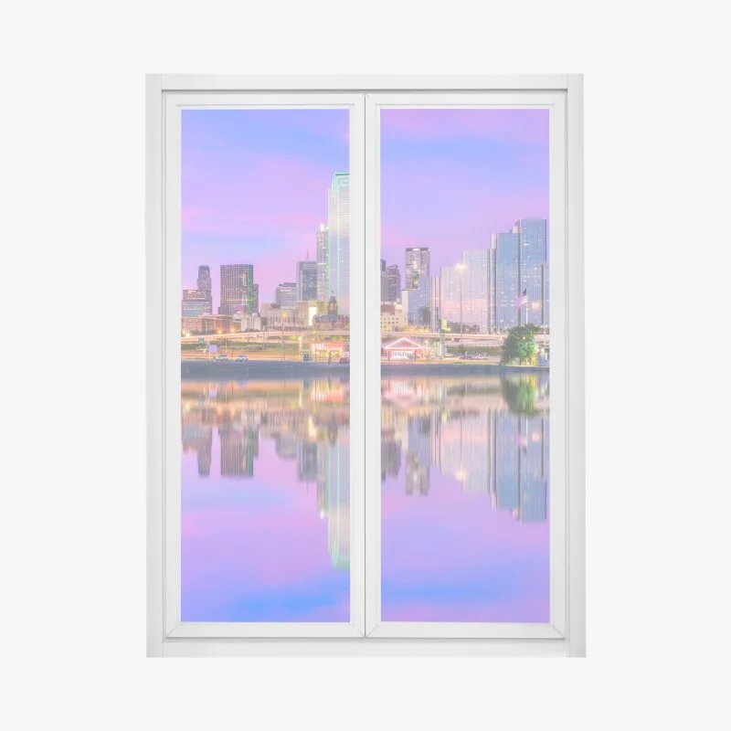 Fensteraufkleber Dallas skyline im violetten abendlicht