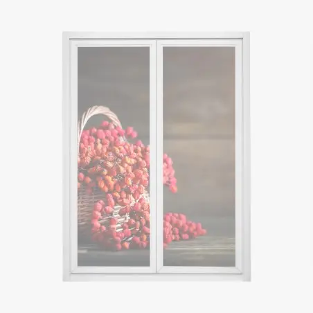 Fensteraufkleber herbstliche vogelbeeren im weidenkorb – Wallnifity®