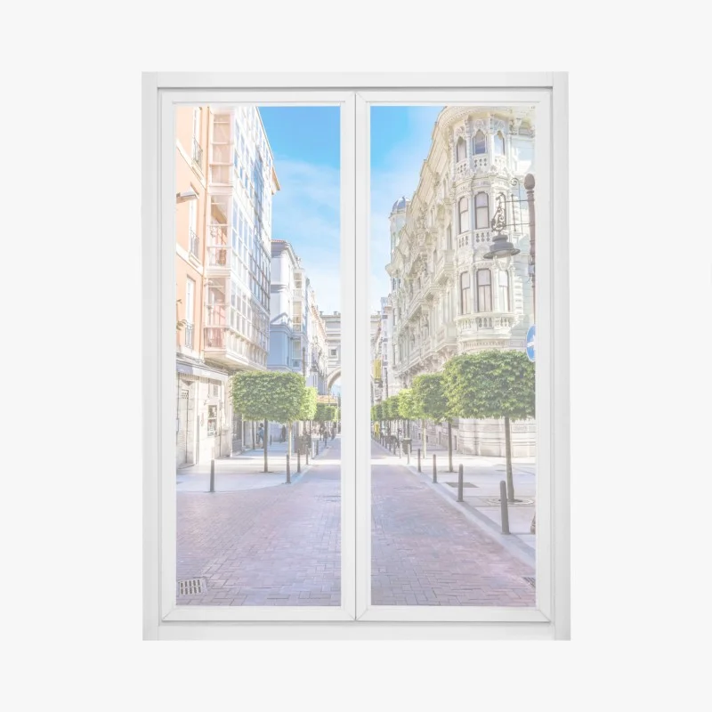Fensteraufkleber Santander straße im stadtkern mit historischem bogen