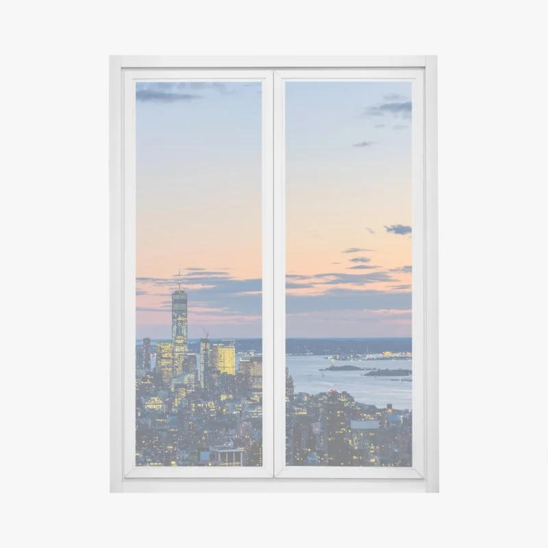 Fensteraufkleber New York skyline bei dämmerung