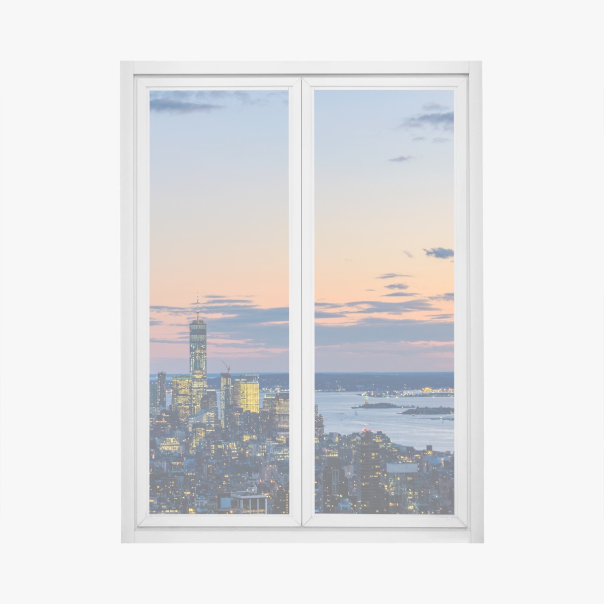 Fensteraufkleber New York skyline bei dämmerung – Wallnifity®