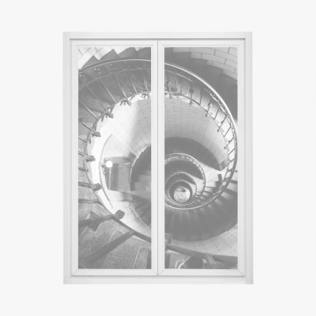 Fensteraufkleber spiraltreppe in monochromer perspektive – Wallnifity®