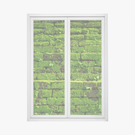 Fensteraufkleber üppige moosbedeckte ziegelwand – Wallnifity®