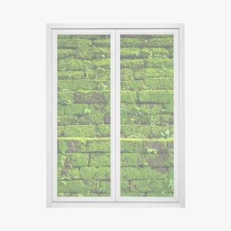 Fensteraufkleber üppige moosbedeckte ziegelwand – Wallnifity®