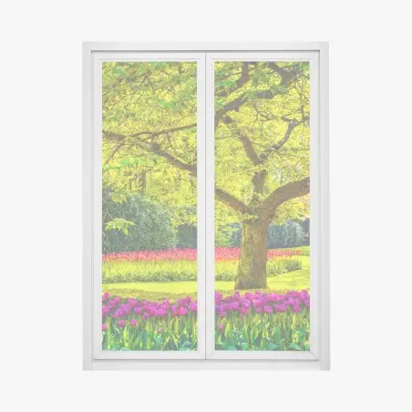 Fensteraufkleber bunter tulpengarten in Keukenhof – Wallnifity®