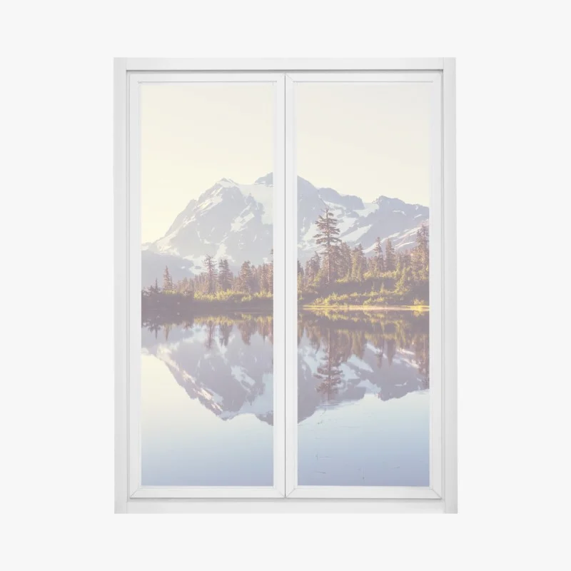 Fensteraufkleber spiegelung von Mount Shuksan im bergsee