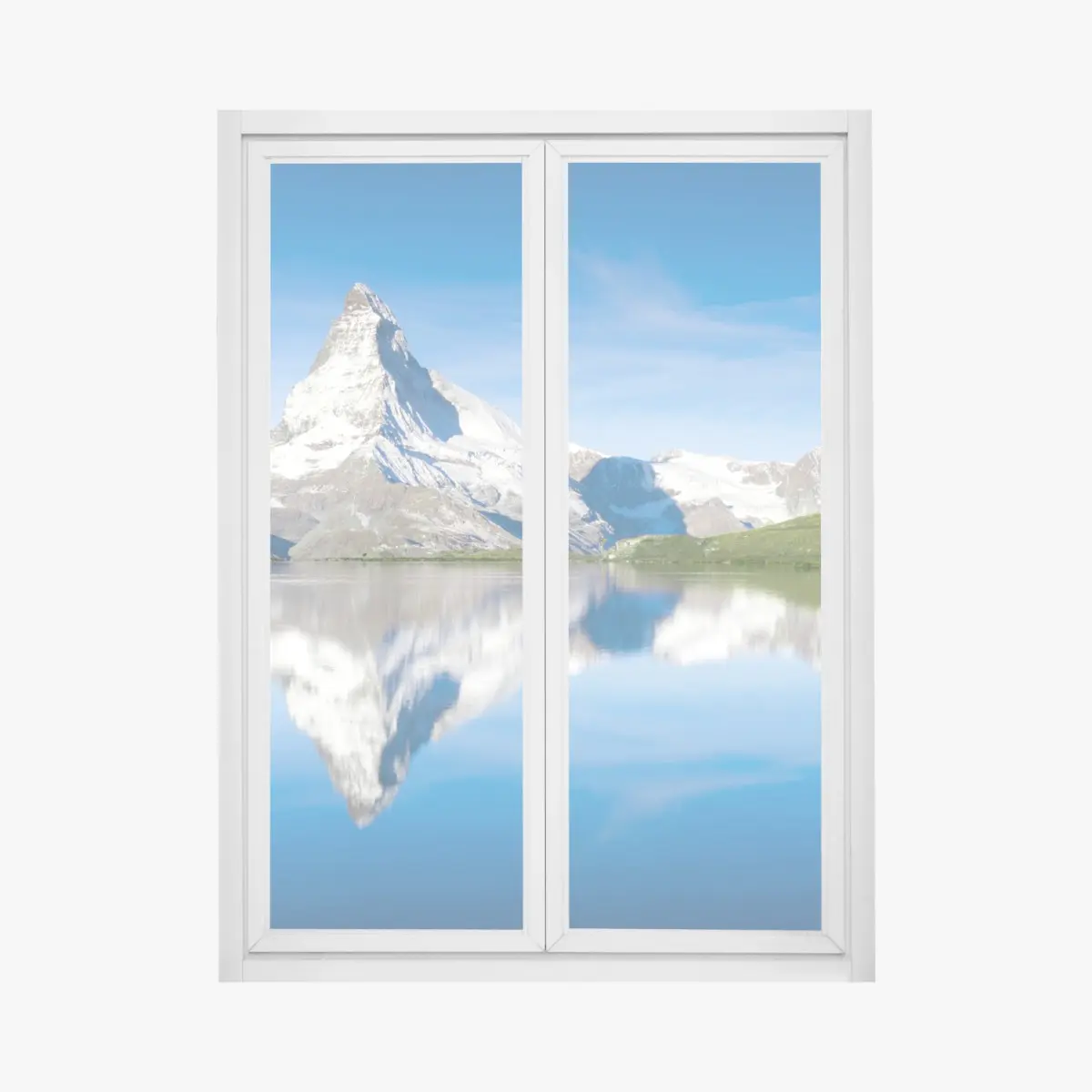 Fensteraufkleber majestätische bergspiegelung über alpensee – Wallnifity®
