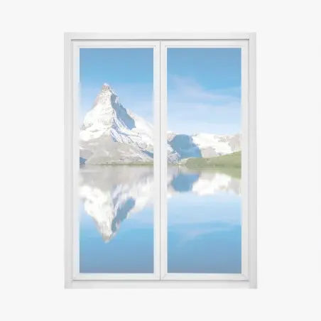 Fensteraufkleber majestätische bergspiegelung über alpensee – Wallnifity®