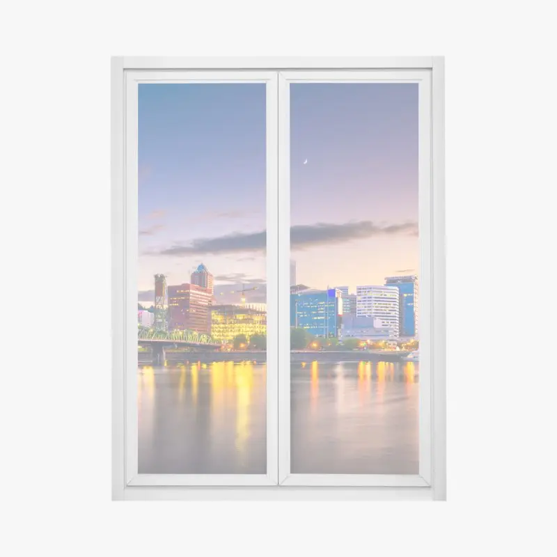 Fensteraufkleber Portland skyline in der dämmerung über dem Willamette