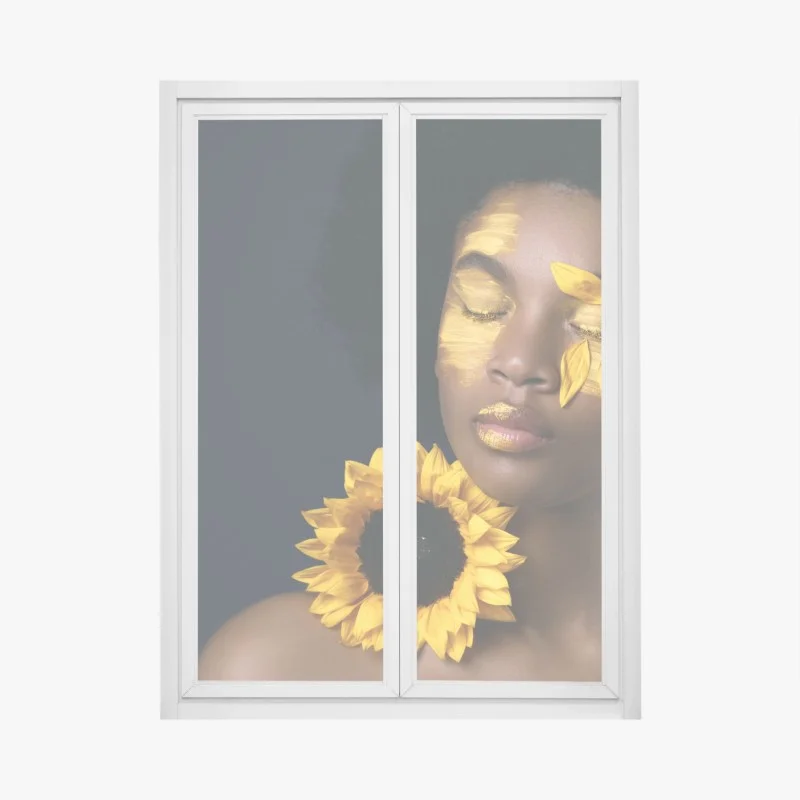 Fensteraufkleber sonnenblumen muse: florales gesichtsporträt