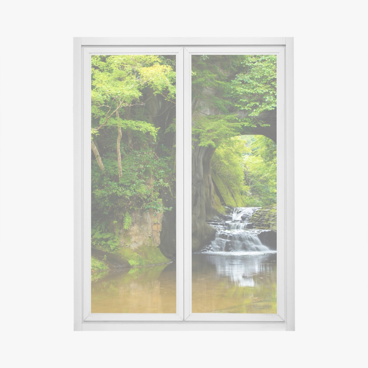 Fensteraufkleber geheimer wasserfall im felsbogen – Wallnifity®
