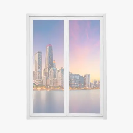 Fensteraufkleber Chicago skyline bei dämmerung – Wallnifity®