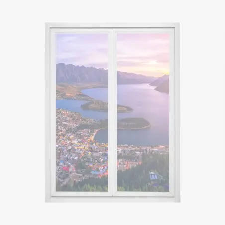 Fensteraufkleber Queenstown panorama bei dämmerung – Wallnifity®