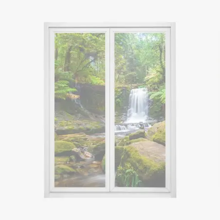 Fensteraufkleber üppiger waldwasserfall – Wallnifity®