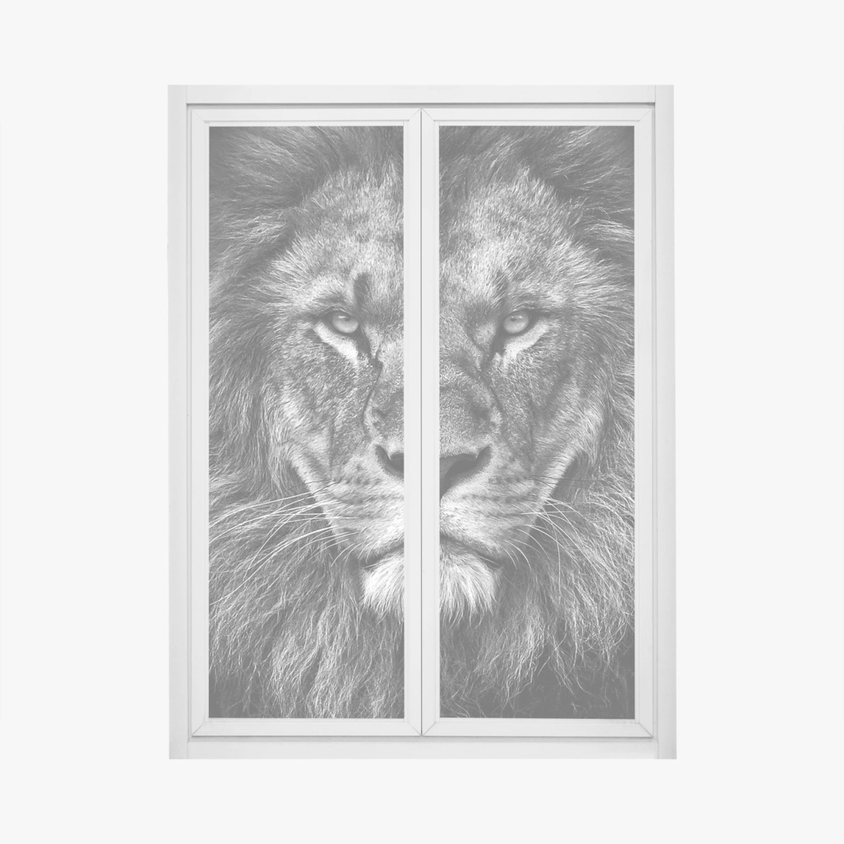 Fensteraufkleber majestätisches löwenportrait in monochrom – Wallnifity®